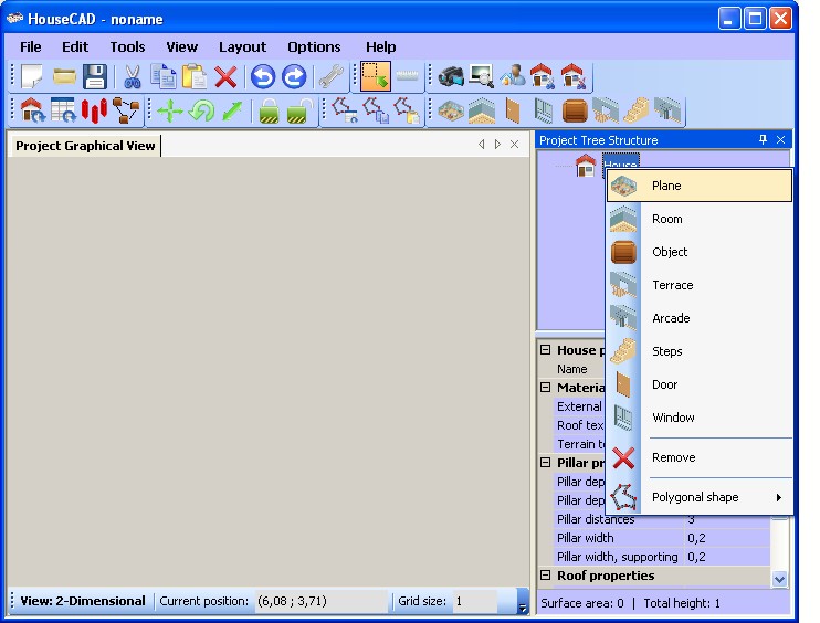 Popup menu to create a new floor