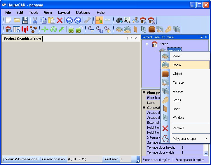 Popup menu to create a new room