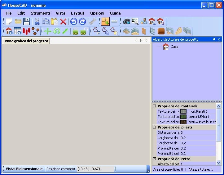 Interfaccia grafica di HouseCAD