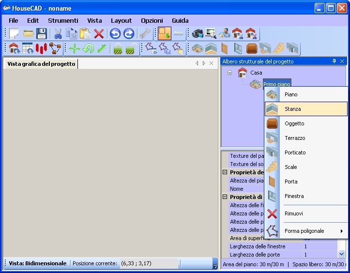 Menu a tendina per la creazione di una nuova stanza