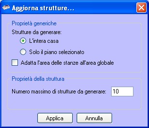 Finestra di generazione automatica dell'immobile
